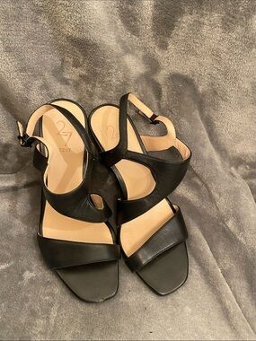 27 EDIT Black Leather Open-Toe Strappy Heels